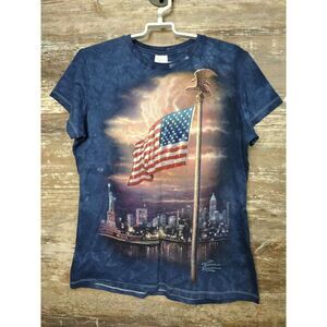 The Mountain Thomas Kinkade New York Skyline Blue Tie Dye T shirt  Size L